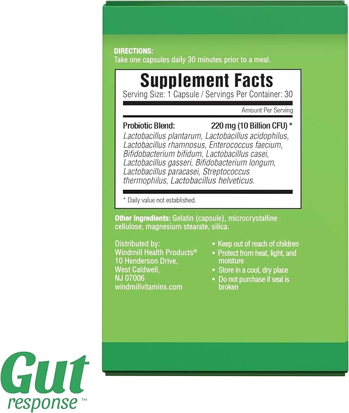 Daily Probiotic for Men & Women, Slows Digestive Aging, Boosts Immune System, Reduces Bloating, Non-GMO, Gluten Free & Soy Free, 10 Billion CFU, 30 Capsules