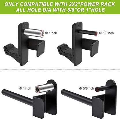 Kipika J-Hooks and Weight Plate Holder Set for 2" x 2" and 3" x 3" Power Rack - Squat Rack Attachments for Strength Training and Weight Storage - Fit Standard 1-inch and Olympic 2-inch weight plates