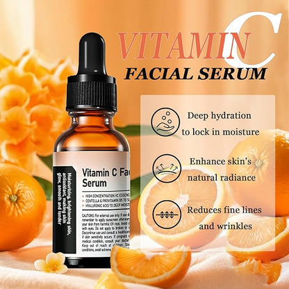 3 Step Facial Skin Care Kit with Snail Mucin Moisturizer & Vitamin C Facial Serum & Amino Acid Facial Cleanser - Korean Skin Care Set - Skincare for Teens10-12 - Skin Care Kit for Women All Skin Type