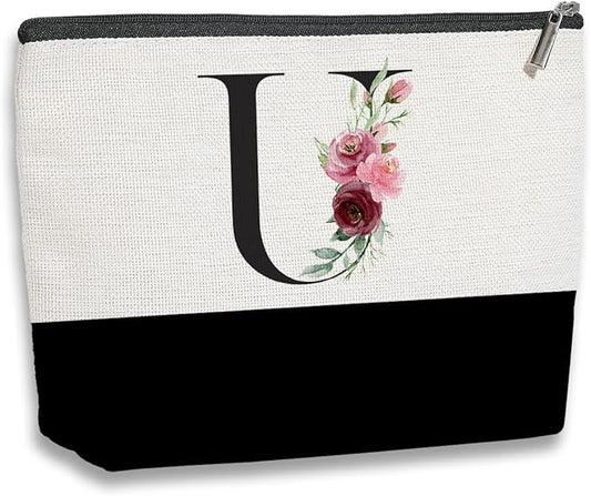 Initial Makeup Bag, Personalized Gifts for Women, Personalized Makeup Bag, Bridesmaid Gifts, Cosmetic bags for Women (Letter U)