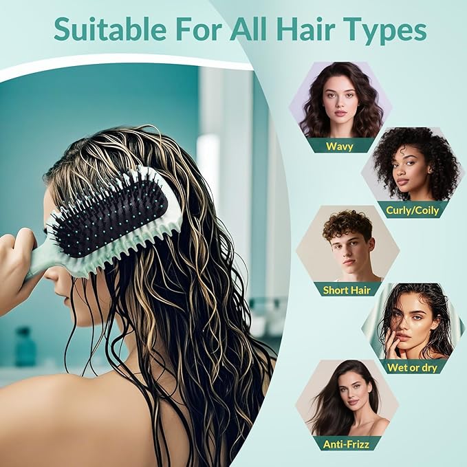 Curl Defining Brush, Volume Curly Hair Brush Products for Effortlessly Detangling Shaping and Styling Women's Men's Curls on All Wet or Dry Hair Types, Reduces Frizz (Marble Green)