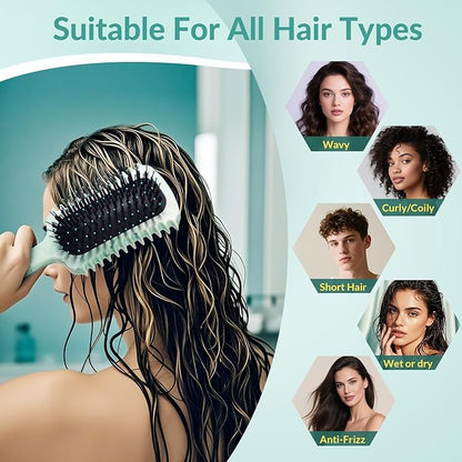 Curl Defining Brush, Volume Curly Hair Brush Products for Effortlessly Detangling Shaping and Styling Women's Men's Curls on All Wet or Dry Hair Types, Reduces Frizz (Marble Green)