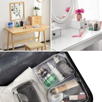 5 Pack Clear Plastic Zippered Toiletry Carry Pouch TSA Approved Toiletry Bag Portable Cosmetic Makeup Bag for Vacation, Bathroom and Organizing (White, Large)