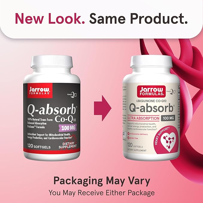 Jarrow Formulas Q-absorb Co-Q10 100 mg, Dietary Supplement, Antioxidant Support for Mitochondrial Health, Cellular Energy Production and Cardiovascular Health, 120 Softgels, 120 Day Supply