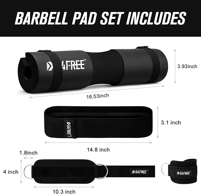 G4Free 7pcs Barbell Pad Set for Squat 2 Gym 3 Hip