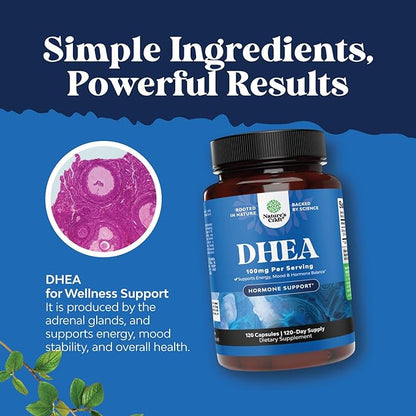 DHEA 100mg for Men and Women - Vegan High Strength DHEA Supplement for Women & Men for Enhanced Energy and Hormone Balance for Women & Men - Men and Womens Hormone Balance Supplement (4 Month Supply)