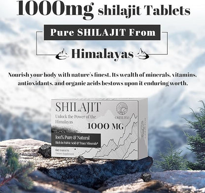 30,000 MG Shilajit Tablets, 100% Shilajit Pure Himalayan Organic, Shilajit for Men and Women Rich in Fulvic Acid & 85+ Trace Minerals, Shilajit Supplement for Energy & Immune System, 180 Count