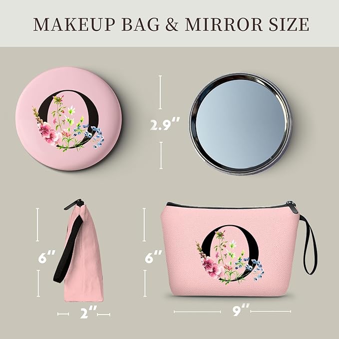 SEAMOON Happy Birthday Friendship Bridesmaid Team Gifts for Employees Women Mom Girl Daughter Teenage Personalized Make up Cosmetic Bag Travel with Mirror Mothers Day Christmas Graduation O