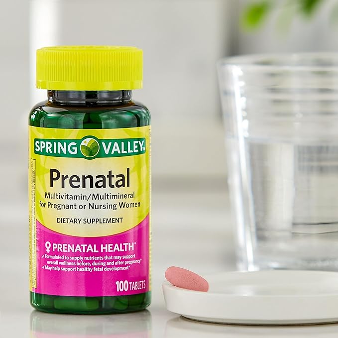 Spring Valley Prenatal Vitamins- Multivitamin Multimineral for Pregnant and Nursing Women Supplement Tablets 100 Ct, Boxed by Fusion Shop Store