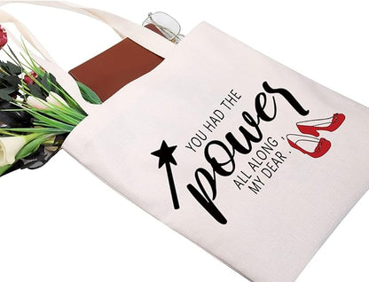 ZJXHPO Inspired Gift TV Show Gift You Had The Power All Along My Dear Makeup Bag Inspirational Canvas Tote Bag (The Power tote bag)