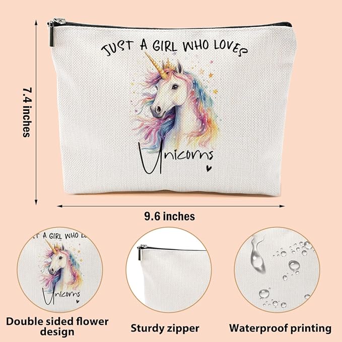 Unicorn Gifts Makeup Bag, Unicorn Gift Cosmetic Bag Travel Organizer Bags, Unicorns Lovers Makeup Pouch, Christmas Birthday Animal Lovers Gifts for Women Girls Friends Daughter