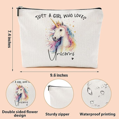 Unicorn Gifts Makeup Bag, Unicorn Gift Cosmetic Bag Travel Organizer Bags, Unicorns Lovers Makeup Pouch, Christmas Birthday Animal Lovers Gifts for Women Girls Friends Daughter
