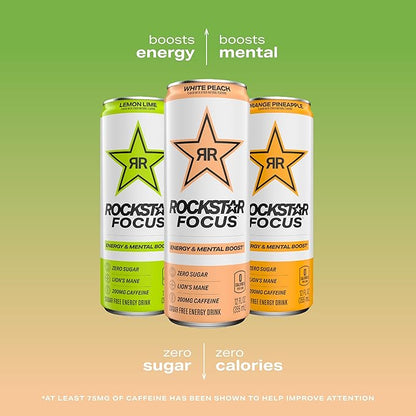 Rockstar Focus, Watermelon Kiwi, 12 Fl Oz Cans (Pack of 12)