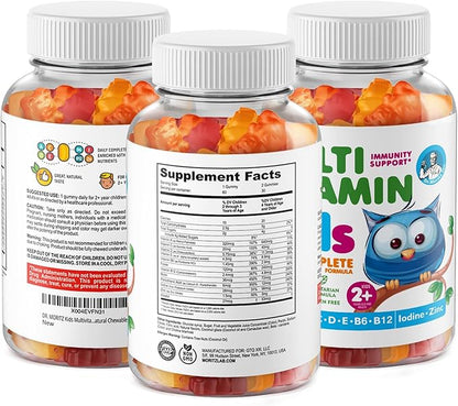 DR. MORITZ Kids Multivitamin Gummies 14 Essential Vitamins Daily Supplement for Ages 2+ Vitamin A C D E Vegetarian B6 B12 Zinc Biotin Gummy Multivitamins for Children- All Natural Chewable (60 Count)
