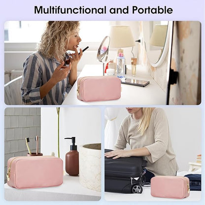 Wandering Nature Makeup Bag for Purse Cosmetic Bags for Women Make Up Organizer Travel Pouch Pencil Case with Slip-in Pockets Vegan Leather,Patent Pending