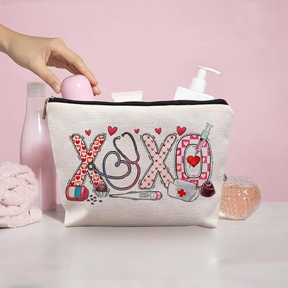 Pink XOXO Nurse Makeup Cosmetic Bags - Gifts for Nurses