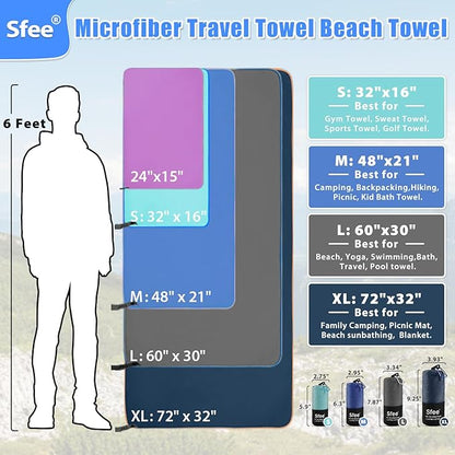 Sfee 2 Pack Microfiber Travel Towel