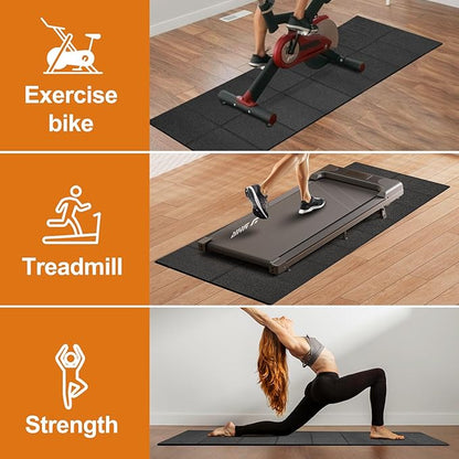 HOVSCO Foldable Treadmill Mat Non-Slip Exercise Bike Mat 1/4" Thick, 30"x63" Waterproof