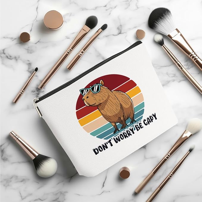 Funny Capybara Makeup Bag, Capybara Gifts for Women, Capybara Lovers Cosmetic Bag Travel Organizer Bags Makeup Pouch, Capybara Stuff Animal Lovers Gifts for Girls Friend Christmas birthday Gifts