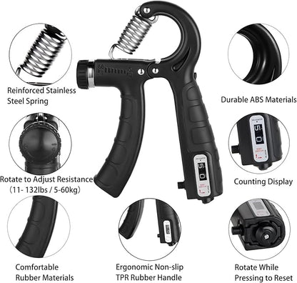 Grip Strength Trainer Kit (5 Pack) with Finger Exerciser