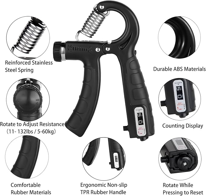 Grip Strength Trainer Kit (5 Pack) with Finger Exerciser