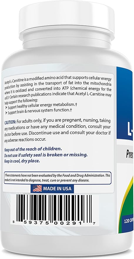 Best Naturals Acetyl L-Carnitine 500 Mg 120 Capsules (120 Count (Pack of 2))