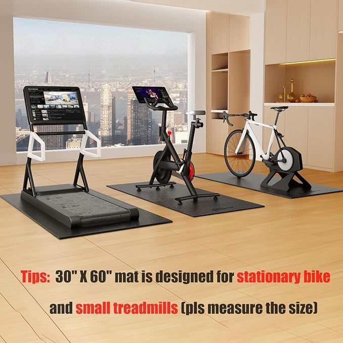 Bike Mat Compatible with Peloton Bike Elliptical Treadmill Mat 6mm Thick,