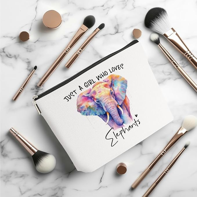 Elephant Gifts for Women Makeup Bag, Elephant Stuff Cosmetic Bag Travel Organizer Bags, Elephants Lovers Makeup Pouch, Christmas Birthday Animal Lovers Gifts for Women Girls Friends Daughter