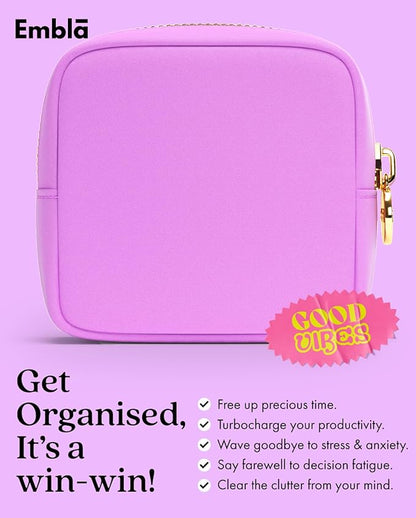 Embla Makeup Bag Travel Cosmetics Pouch and Toiletry Bag, Nylon Zipper Pouch Purse, Cute Make Up Organizer Storage Tote for Women Girls, Waterproof Travel Skincare Case, Small Makeup Bags, Plum