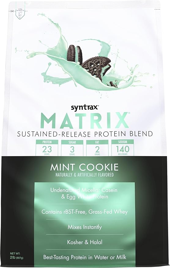 Syntrax Nutrition Matrix Sustained-Release Protein Blend Mint Cookie with Real Cookie Pieces 2 lbs.