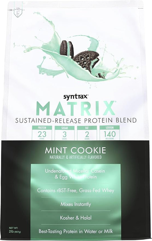 Syntrax Nutrition Matrix Sustained-Release Protein Blend Mint Cookie with Real Cookie Pieces 2 lbs.