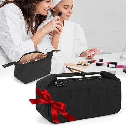 Makeup Bag Travel Cosmetic Bag for Women Girls, Zipper Make Up Pouch, Water-resistant Toiletry Bag, Portable Small Makeup Bag, Cosmetic Travel Tool Pouch, Black