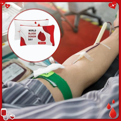Kacctyen 10 Pcs World Blood Donor Day Appreciation Gifts Makeup Bag Cosmetic Bags Canvas Pouch Bags Portable Blood Donor Pouch Bag Travel Organizer for World Blood Donor Day Charity Giveaways