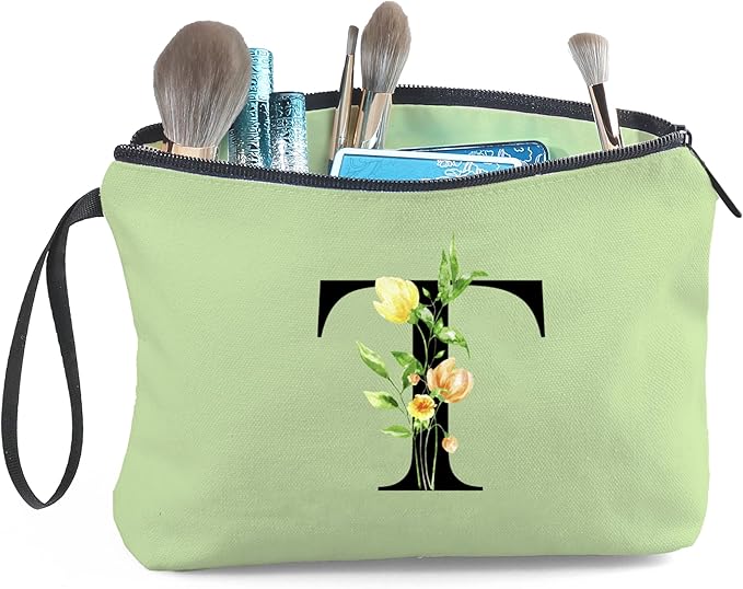 SEAMOON Women Birthday Unique Bride to be Bridal Shower Initial Gifts for Mom Sister Friend Her Teacher Aunt Makeup Cosmetic Bag with Mirror Mothers Day Christmas Graduation T