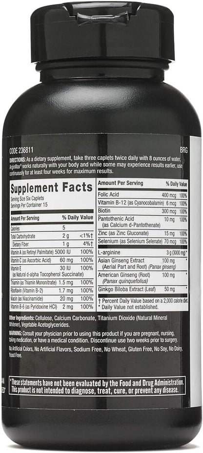GNC Mens Arginmax Sexual Health Supplement for Men, 90 Count, Supports Blood Flow and Vitality