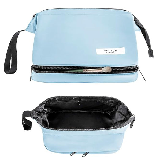 Travel Makeup Bag Cosmetic Bag Makeup Bag Toiletry bag for women and men (Large Blue)