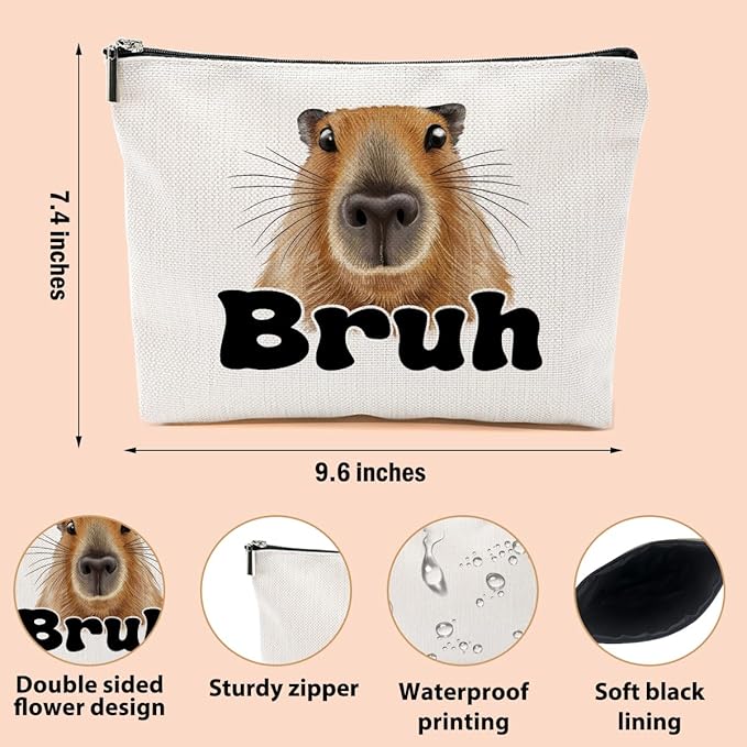 Capybara Makeup Bag, Capybara Gifts for Women, Capybara Lovers Cosmetic Bag Travel Organizer Bags Makeup Pouch, Capybara Stuff Animal Lovers Gifts for Girls Friend Sisters Christmas birthday Gifts