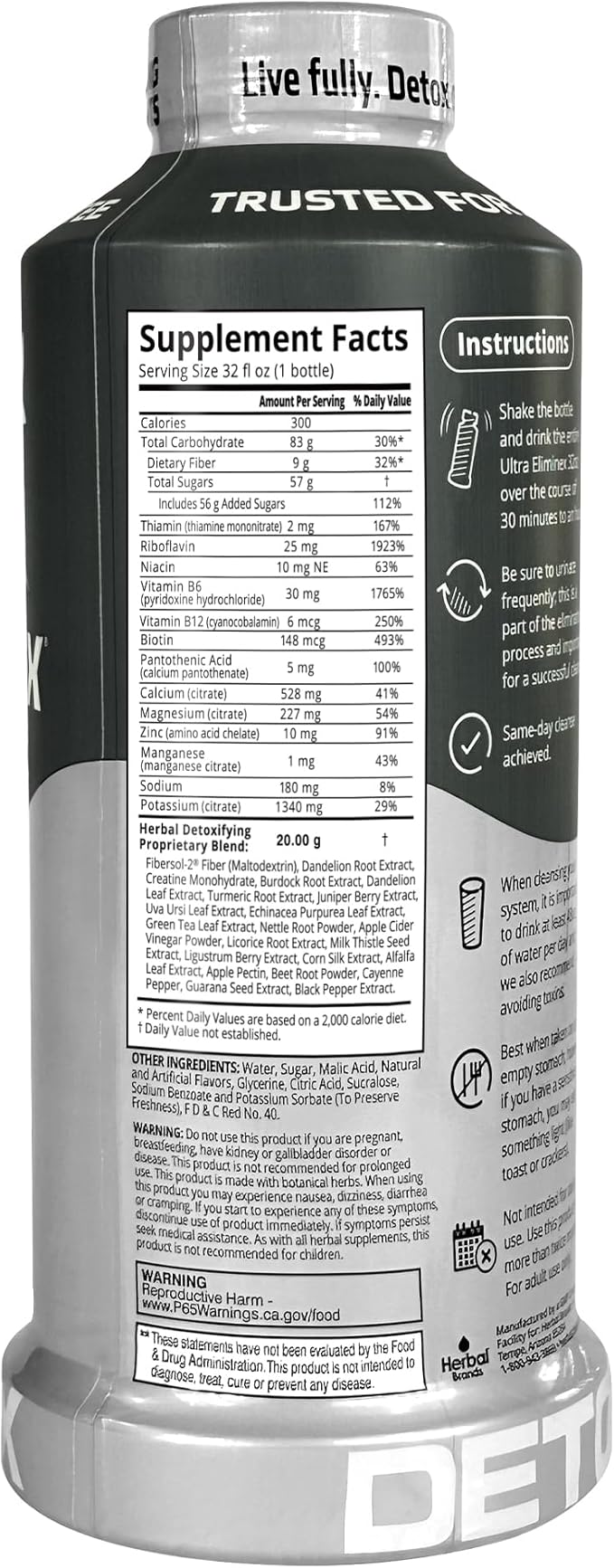 Herbal Clean - Ultra Eliminex, Premium 1 Step Ultimate Cleanse, Same-Day Detox, (Tropical Fruit, 32 fl oz)