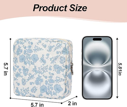 Small Makeup Bag for Purse,Quilted Cosmetic Pouch, Mini Make up Bags with Compartments Inside, Cute Cosmetic Organizer for Women, Travel Toiletry Bag