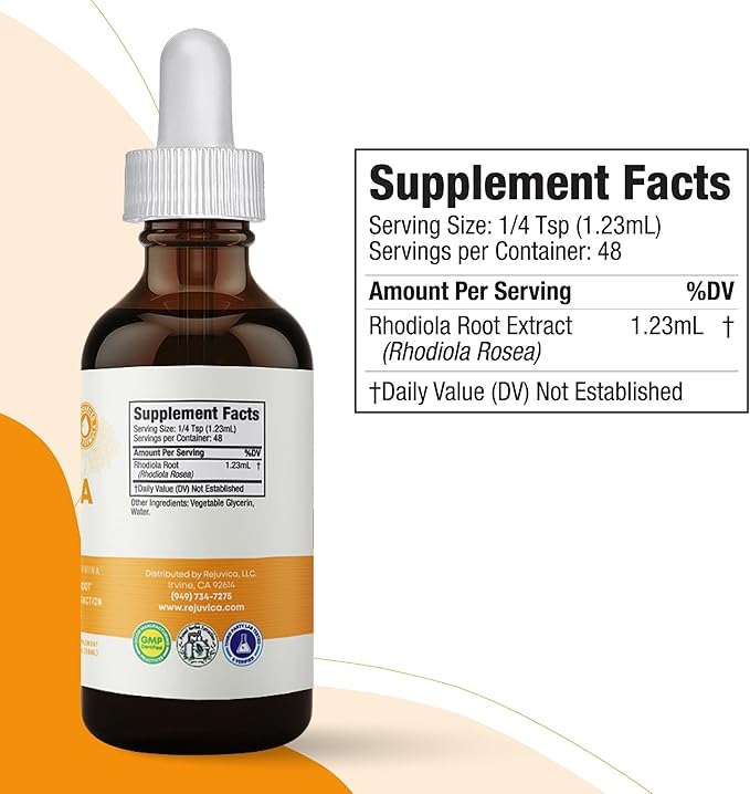 Active Rhodiola - Rhodiola Root Extract with Natural Occuring Rosavins, Liquid Delivery for Better Absorption - Supports Energy Levels and Stress Relief