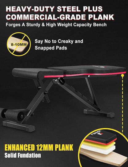 Weight Bench, Adjustable Strength Training Benches for Full