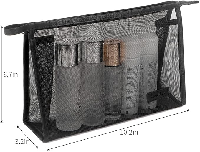 fashion portable cosmetic bag,Visible large capacity Nylon storage bag, for Business Travel bath, Unisex (mixed colors 3pcs set) (mixed colors whole mesh triangle zippered cosmetic bag)