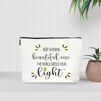 Inspirational Makeup Bag Cosmetic Bag, Motivational Gifts, Birthday Christmas Mothers Day Gifts For Women Mom Friends Sister Wife Grandma Aunt Daughter, The World Needs Your Light.(012)