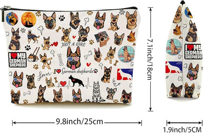 German Shepherd Gifts, Dog Makeup Bag, Dog Lover Gifts for Women, Funny Cosmetic Bag Birthday Christmas for Her, Sister, Daughter
