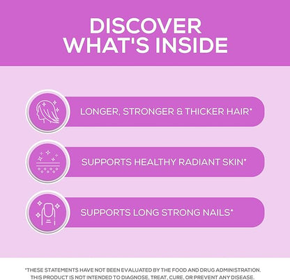 Biotin Hair Skin Nails Non-GMO Women's Multivitamin Gummy with 10,000 mcg Biotin Strawberry Flavor, 60 Count