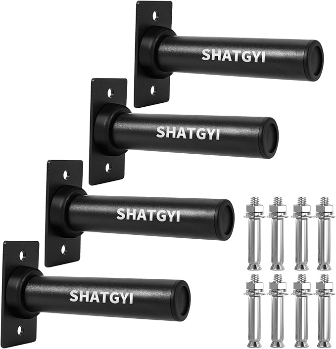 Wall-Mounted Weight Plate Holder (4-Pack) ， Heavy Duty 330LB Capacity Rack for 2" Olympic Plates | Compact Home Gym Storage Solution