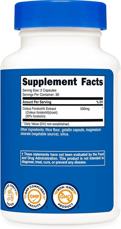 Nutricost Coleus Forskohlii 500mg, 60 Capsules - Maximum Strength Formula