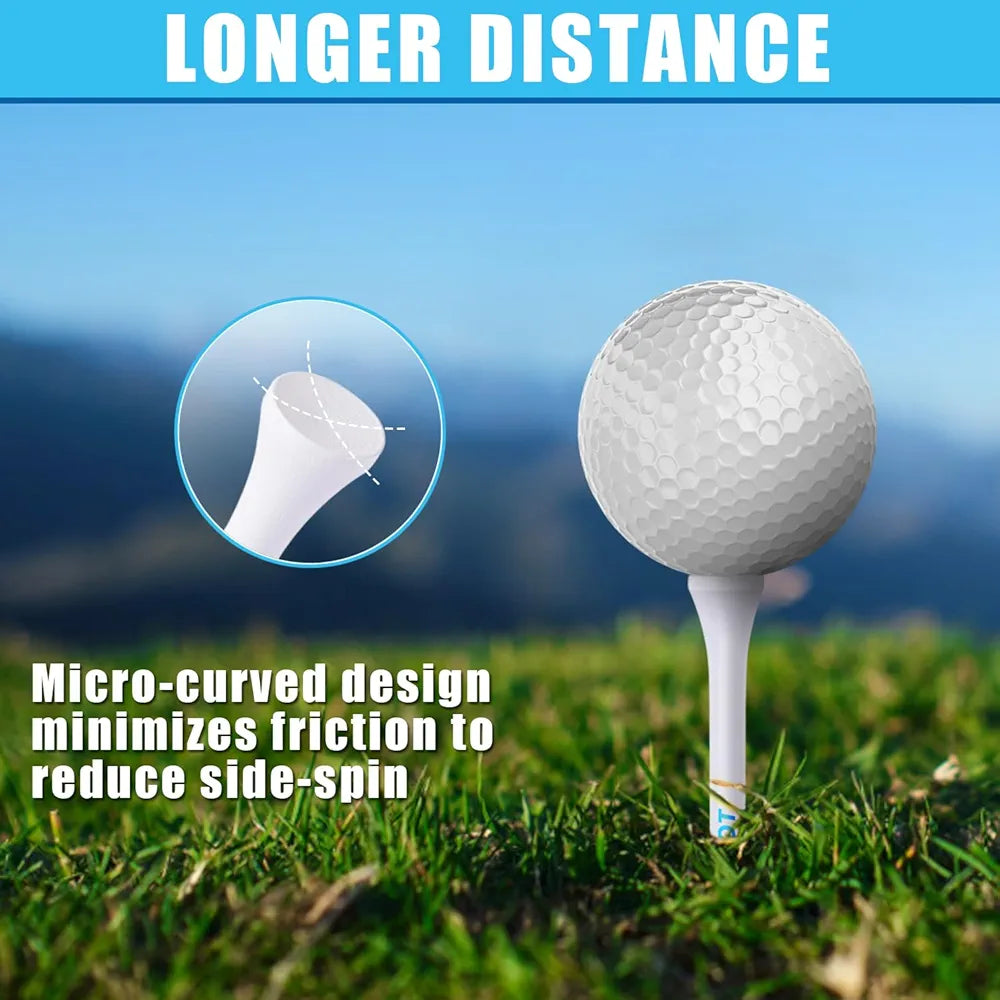 Premium Golf Tees Choose Between 200 Count or 100 Count, Professional Marking System Golf Tees 3-1/4 Inch, Reduce Friction Side Spin More Stable Golf Tees