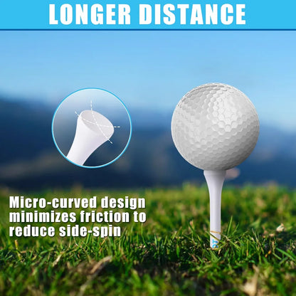 Premium Golf Tees Choose Between 200 Count or 100 Count, Professional Marking System Golf Tees 3-1/4 Inch, Reduce Friction Side Spin More Stable Golf Tees