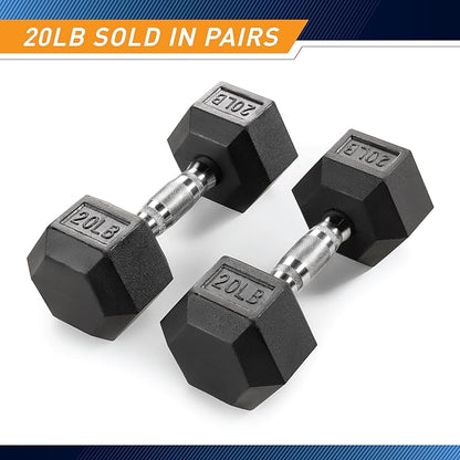 Marcy Rubber Hex Dumbbell Sold in Pairs - Available for 5lb - 20lb